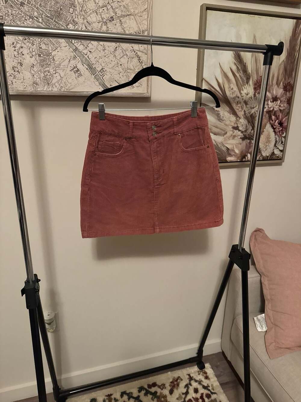 PacSun Mauve Pink Double Button Corduroy Mini Skirt Size 27